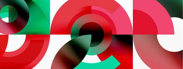 Obraz premium Round elements and circles geometric minimal composition background. Vector Illustration For Wallpaper, Banner, Background, Card, Book Illustration, landing page