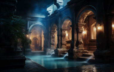 Roman wellness spa, mystic atmosphere. - 764560255