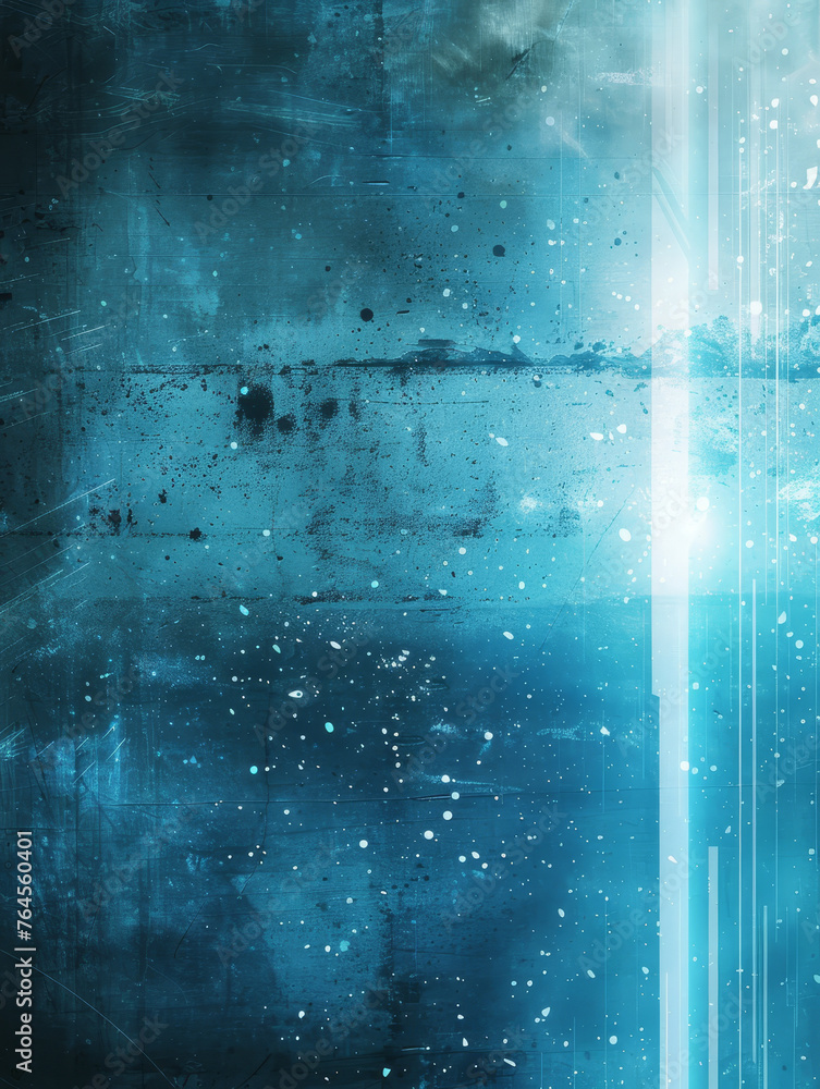 Sticker Cool blue abstract with light streaks and grunge texture.