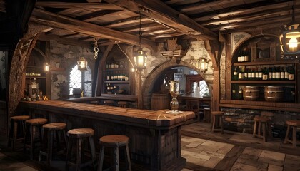 Fototapeta na wymiar medieval building - Medieval tavern