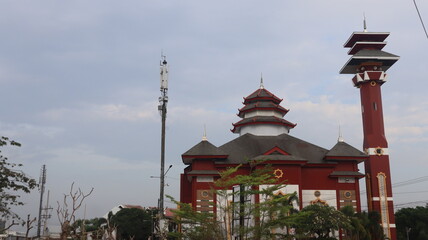 Mosque Towers in Indonesia. Mosque with Islamic background. The design of the mosque is in the...
