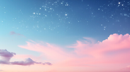 Fototapeta premium Starry cloud background with pink hues during a peaceful twilight hour