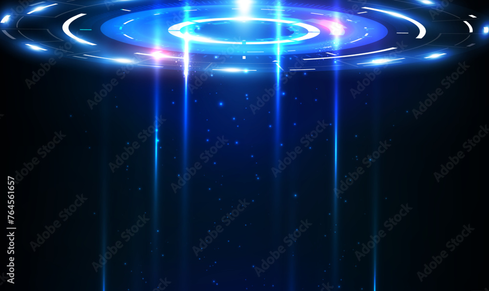 Poster sci-fi digital high-tech in glowing hud. portal and hologram science futuristic stage in cyberspace.