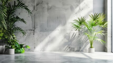 Fototapeta na wymiar A modern and minimalist empty room featuring a blank concrete wall