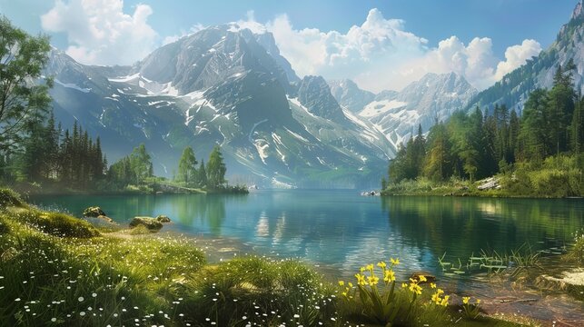 A breathtaking view of a fantastic mountain lake located within a national park