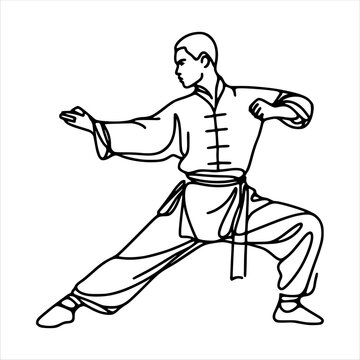 kungfu moves silhouette - line hand drawing (artwork 7)