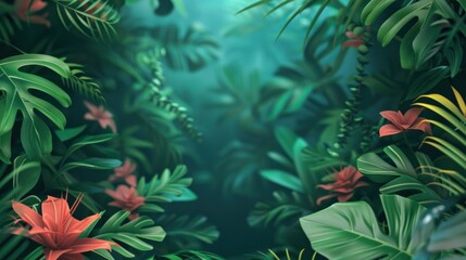 Obraz na płótnie Canvas An enchanting illustration of a verdant tropical forest