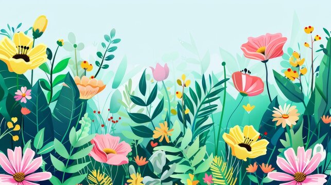 A beautifully crafted vector illustration that depicts a harmonious blend of floral elements