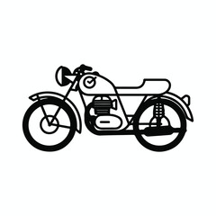 simple and minimalistic motorcycle logo, lineart style, black and white line art, white background, no shading