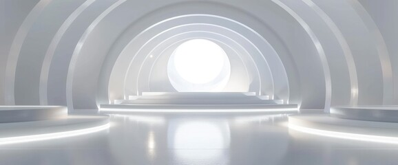 White Round Tunnel Podium Abstract Background, HD, Background Wallpaper, Desktop Wallpaper