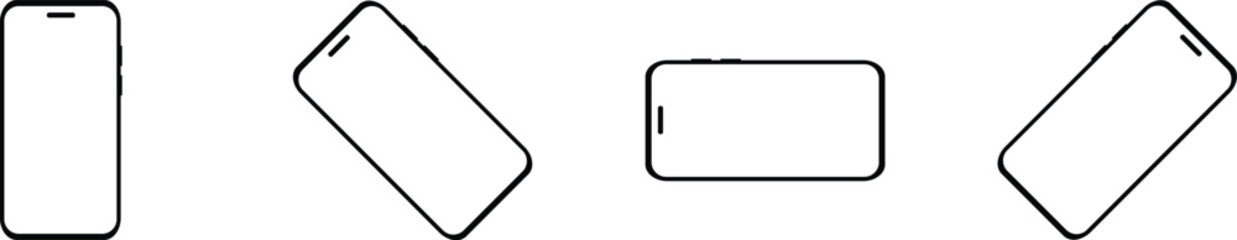 Set Of Smartphone Mockup,  mobile phone vector Isolated on White Background. device UI UX mockup. phone different angles views. Vector illustration