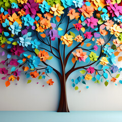 tree with books and butterflies
