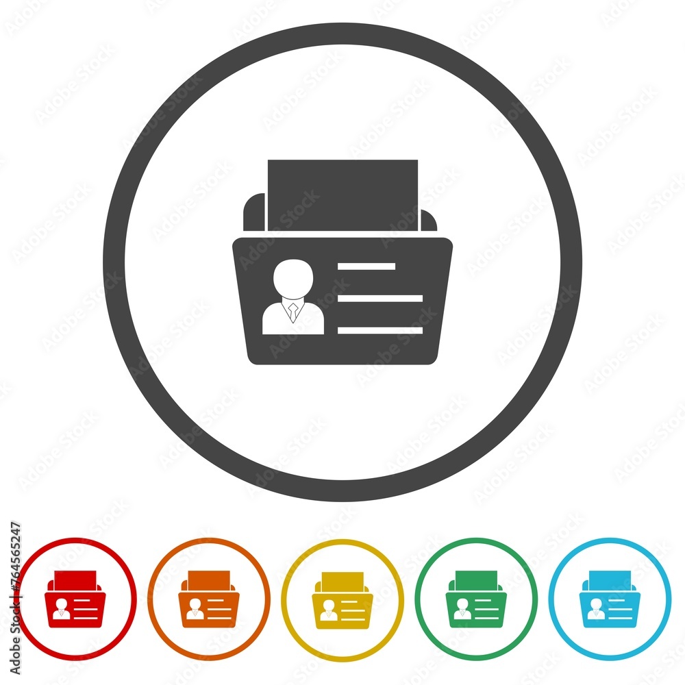 Poster personal portfolio icon. set icons in color circle buttons