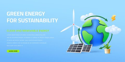 green renewable energy sources for sustainability illustration