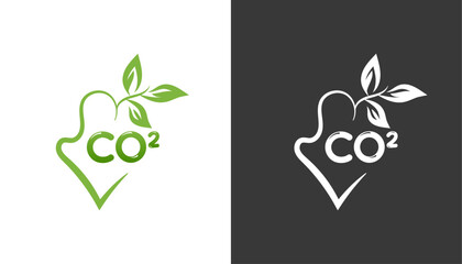 CO2 logo. Reducing CO2 emissions to stop signs of climate change. - obrazy, fototapety, plakaty