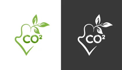 Foto op Canvas CO2 logo. Reducing CO2 emissions to stop signs of climate change. © SR1996