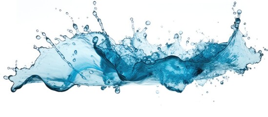 A single, bold splash of water captured mid-air on a clean and bright white background