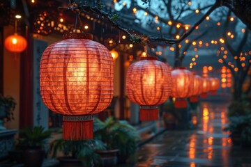 Obraz na płótnie Canvas Chinese orange lantern in a old street