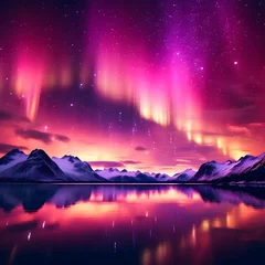 Foto op Plexiglas Roze night landscape with mountains