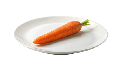 Carrot vegetable with leaves in plate isolated on Transparent background.