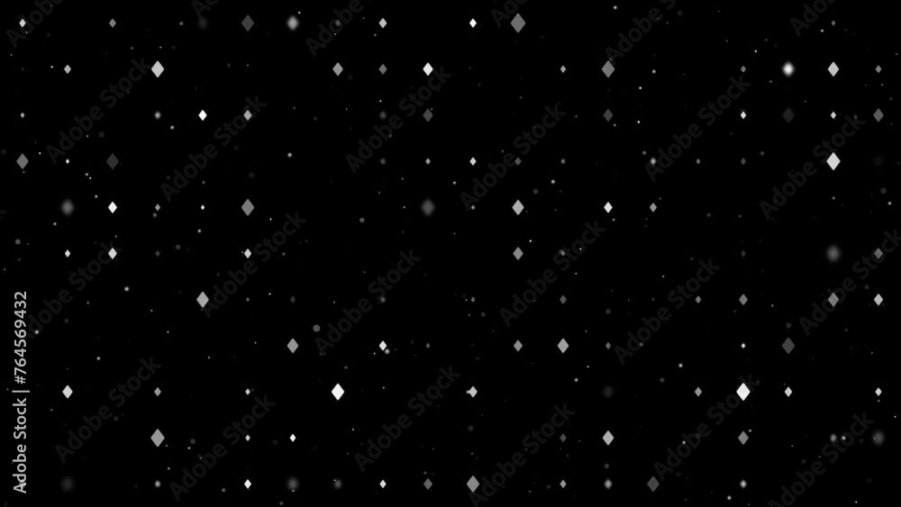Poster template animation of evenly spaced diamonds of different sizes and opacity. animation of transparen