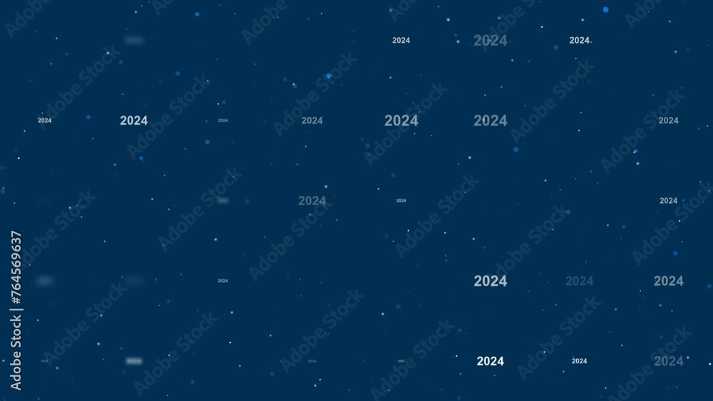Poster template animation of evenly spaced 2024 year symbols of different sizes and opacity. animation of t