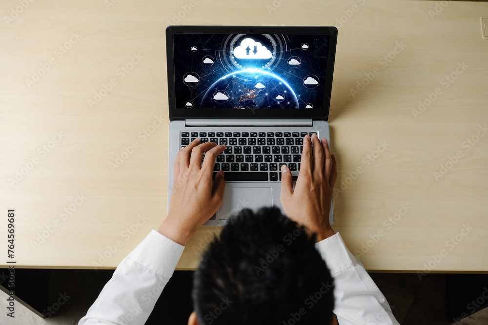 Poster cloud computing software for modish remote work and personal data storage