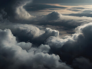 Obraz premium dark cloudy sky panoramic wide gloomy stormy weather background