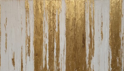 Wide lines of acrylic oil in white color and gold foil ..
