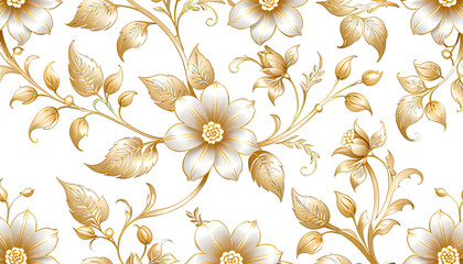 Elegant golden flower illustration. (transparent background) png with alpha channel. - obrazy, fototapety, plakaty