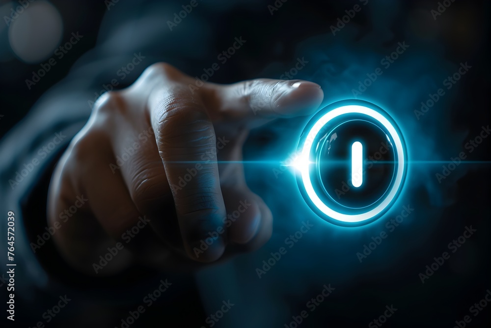 Poster futuristic glowing digital interface with fingerprint scanning system for secure access and control