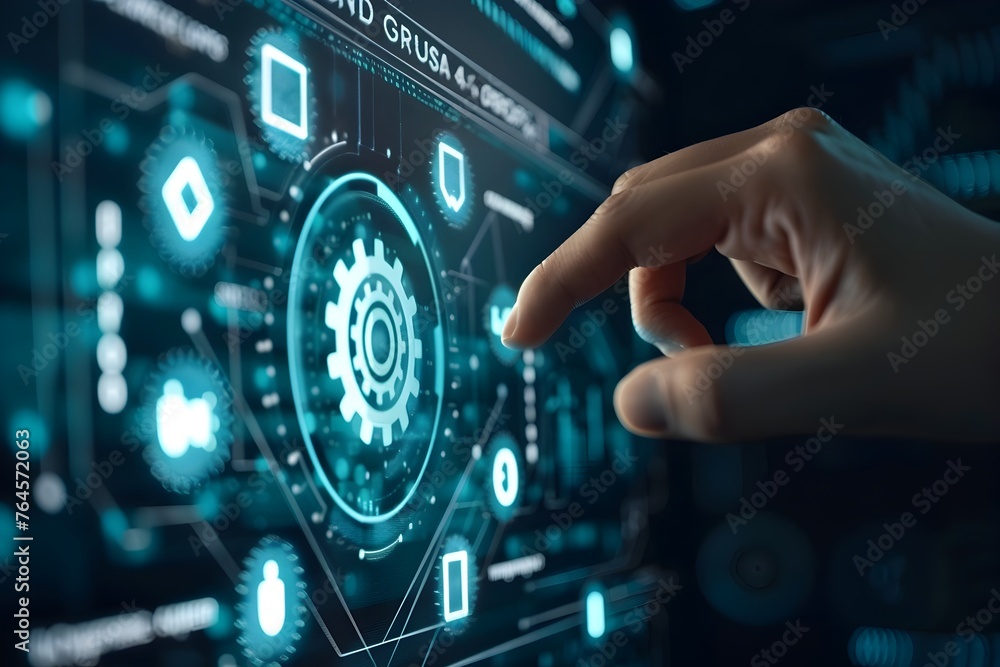 Poster technologically advanced control panel showcasing innovative digital systems and futuristic interfac