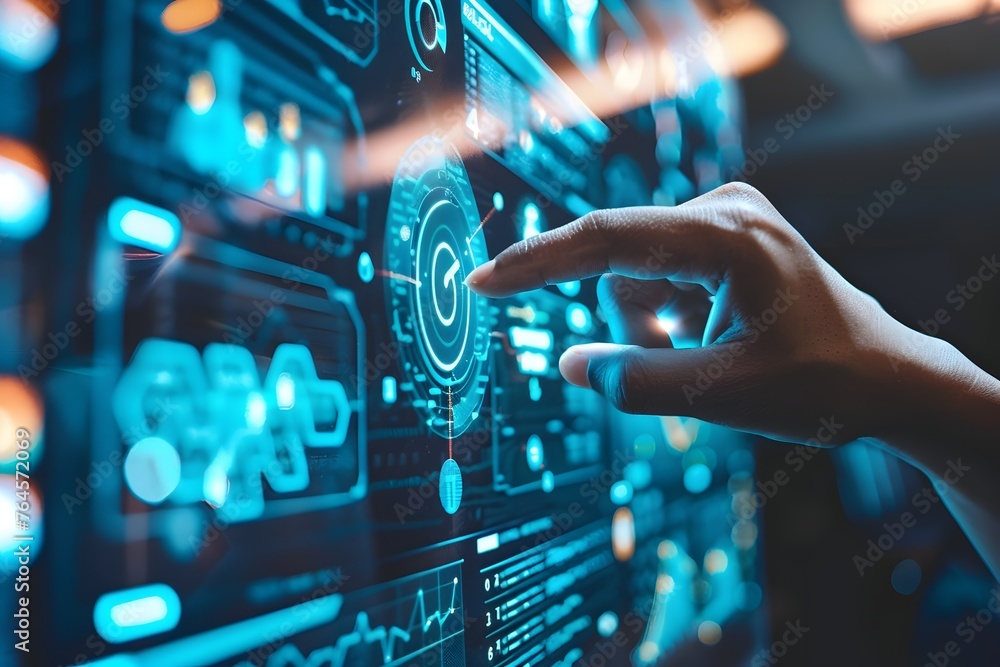 Aufkleber futuristic digital interface showcasing cutting-edge technology and data visualization