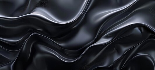 Abstract futuristic dark black background with wavy design. 3d wallpaper with smooth lines. generative ai