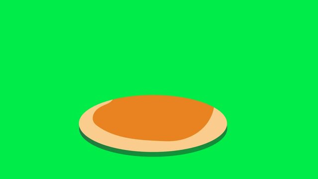 stack of soft pancake cakes with honey and sugar jam. pancake cake animation. great for game assets, infographics or cake food businesses with a green screen background