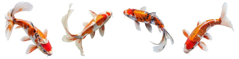 Set Koi Fish Isolated Transparent