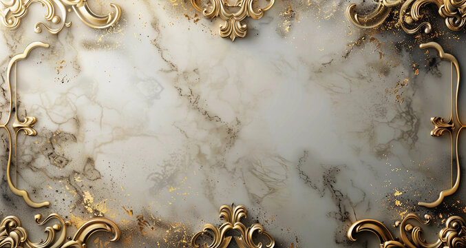 3d wallpaper design of a golden luxury frame with modern mandala marble background