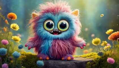 Obraz premium little cute fluffy monster