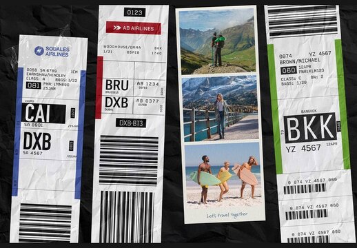 Airline Luggage Tag Photo Mockup Layout