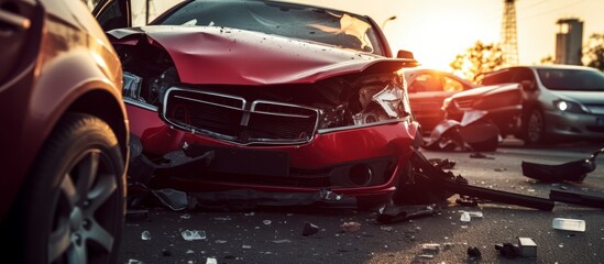 Car crash dangerous accident on the road 