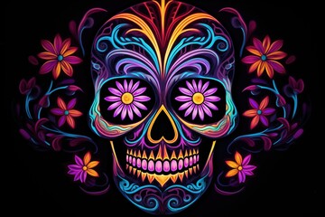 Skull art flower geometric shape