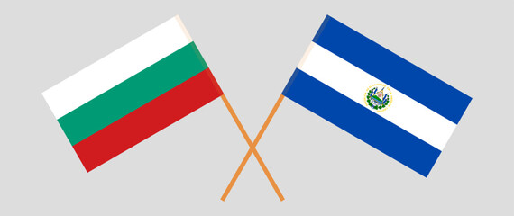 Crossed flags of Bulgaria and El Salvador. Official colors. Correct proportion