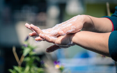 Closeup view of hand wash.