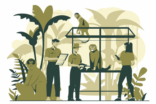 ZooKeepers at Zoo Flat Design