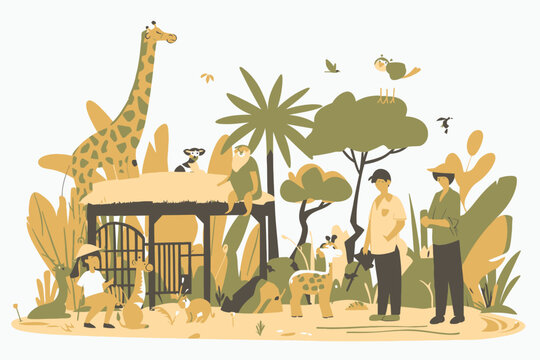 ZooKeepers at Zoo Flat Design