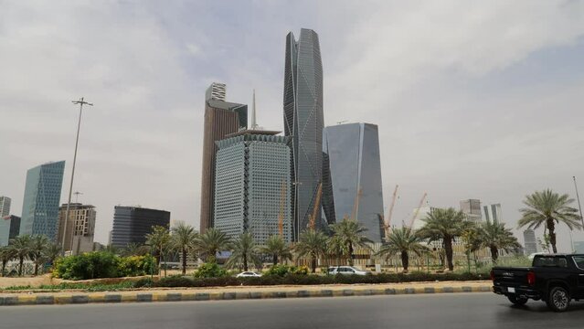 Riyadh, Saudi Arabia - Mar 15 2024,King Abdullah Financial District  , KAFD business towers 4K video