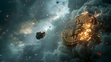 bitcoin falling down, bitcoin price low - obrazy, fototapety, plakaty