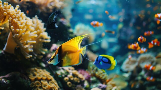 colorful fish on underwater view.