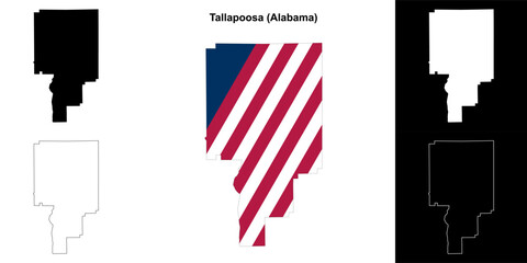 Tallapoosa county outline map set