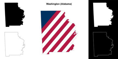 Washington county outline map set